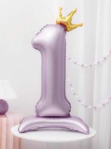 1pc 42-Inch Purple Crown Number Foil Balloon, Suitable For Birthday Party Any Age, Birthday Party, Anniversary, Wedding, Graduation Celebration Decoration, 1pc Happy Birthday Balloon - Purple - View 13