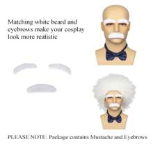 Crazy Scientist Wig, Men's Short White Crazy Wig With Beard And Eyebrows, Men's Halloween Costume Wig - White - View 6