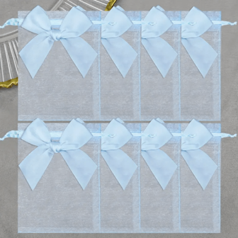 10 个粉色蝴蝶结欧根纱袋透明欧根纱袋 3.9x4.7 英寸珠宝袋玫瑰抽绳袋婚礼礼品袋，蓝色、黄色、紫色、绿色欧根纱珠宝礼品袋圣诞欧根纱袋小礼品袋珠宝袋迷你抽绳袋网眼香囊袋用于婚礼礼品派对冰淇淋的颜色，一份美丽的礼物母亲节礼物