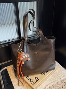 New Solid Color PU Leather Fashionable Shoulder Bag For Women, Casual Retro Top Handle Bag, Magnetic Snap Closure, Large Capacity, Suitable For Shopping, Dating, And Versatile