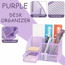 1pc Desk Organizer, Office Desk Organizer With Drawer, Pen Holder, Large Space Desk Accessories And Workspace Organizers, Desk Organizers And Accessories For Office, Home, School, Office Desk Accessories And Desk Supplies, Desk Organization, Office Supplies Organizer And Office Accessories For Women, Men, Students Back To School - Multicolor - View 2