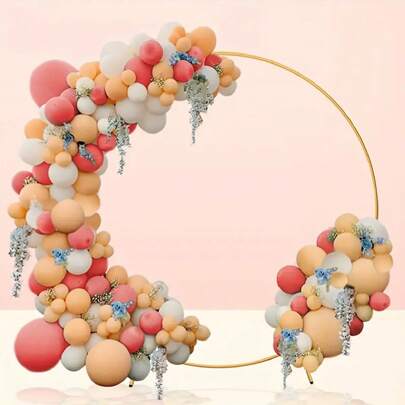 1 peça, 4,92 pés/5,91 pés/6,56 pés/7,22 pés Suporte de fundo de círculo dourado Arco de balão redondo Moldura grande Arco de casamento de metal para festa de aniversário Dia dos Namorados Decoração de casamento Tubo quadrado espesso