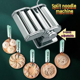 Multifunctional Household Pasta Maker | 6-Gear Adjustable Manual Noodle Maker | Pasta/Dumpling/Wonton Wrapper All-In-One | Stainless Steel + Anti-Pinch Design | Time-Saving & Easy Storage | Say Goodbye To Noodle Additives, Make Pasta In 3 Minutes | Detachable Multi-Gear Adjustable Noodle Machine