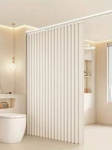 ستارة حمام قابلة للطي مقاومة للماء - سهلة التركيب والتخزين، ديكور منزلي لحمام المنزل، ديكور خريفي، اكسسوارات حمام، عودة إلى المدرسة - بيج - مشاهدة 3