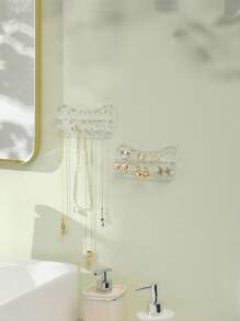 1PC 珠宝收纳架家用壁挂隔断项链手链耳环珠宝耳环收纳架 - 無色 - 查看 2