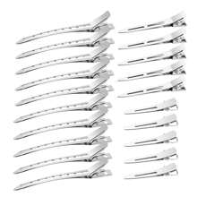 12个金属鳄鱼夹，女士分区夹，银色长发夹，卷发棒专用鳄鱼夹，适合浓密头发，可用于卷发棒，沙龙级使用，DIY蝴蝶结爪夹，发夹，发饰 - 彩色 - 查看 1