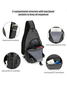 1pc Large Crossbody Bag With 5 Zipper Pockets, Sports, Holiday, Exercise, Travel, Casual Gift, Hands-Free Wallet, Phone Pouch Fits All Phones - Multicolor - View 4