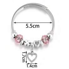 1pc Gift Box Heart Charm Bracelet - Elegant Style - Stainless Steel Won't Fade - Adjustable Size - Suitable For Daily Wear And Gift Giving - Ideal Gift For Special Someone - Fashion Women Bracelet