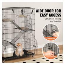4-Tier Large Cat Cages Indoor, Detachable Metal Playpen Enclosure With 360 Rotating Casters, With 3 Ladders And A Hammock For 1-3 Cats, 35.4x23.6x51 Inch 4 Layers