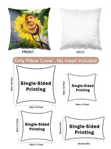 1pc Funny Bee & Flower Print Decorative Pillow Case, Customized Cushion Cover, Gag Gift For Friends, Creative Home Decor