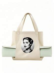 Bolso de yoga personalizable para mujer con capacidad grande para transportar colchoneta de yoga, bolso de lona portátil con asa de hombro, adecuado para pilates, viajes, oficina, ejercicio en la playa y puede usarse como bolso de playa/compras