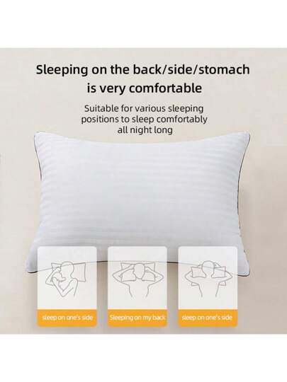 1pc Hotel Home Bed Pillows, Luxe Quality, Made Premium Zachte Feather Alternative Filling, Com Tafel High Elasticity Bedroom, Guest Room, Dorm Room (45 66cm 1/ Set) view 5