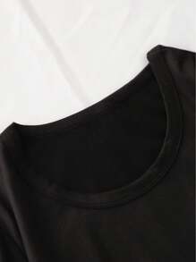 Camiseta gráfica casual para mujeres - Diseño de cerebro "Hey You Dropped This", negra con impresión blanca, tela suave y elástica, cuello redondo, lavable a máquina, comodidad para todas las estaciones, camisetas para damas, top con impresión divertida, camiseta de elasticidad media - Negro - Ver 6