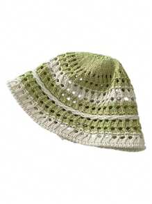 1pc Women's Breathable Bucket Hat, Hollow Striped Sun Protection Hat For Spring/Summer, Suitable For Outdoor Activities, Leisure, And Fashion - Multicolor - View 11