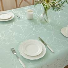 1pc Jacquard Lotus Flower Pattern Tablecloth, Rectangular Home Dining Table Cloth, Coffee Table Decor