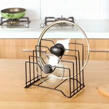 1pc Iron Pot Lid Rack, Multi-Layer Storage Shelf For Pot Lids, Cutting Boards, Kitchen Storage, Drain Rack, Multifunctional Wall-Mounted Organizer No-Drill