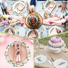 10 件桉树叶圆形纸质餐垫，绿灰色一次性餐具垫，适用于餐桌、厨房、乡村婚礼、节日、淋浴、生日派对装饰