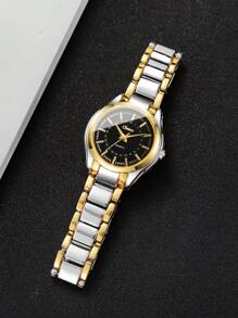 2 件/套女士优雅时尚数字刻度小表盘休闲石英腕表配钢带 - 彩色 - 查看 9