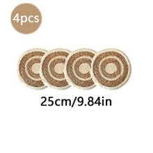 1 pieza /4 piezas /6 piezas Posavasos o manteles individuales redondeados con flecos de estilo bohemio tejidos a mano de manera natural, adecuados para restaurantes, decoración de bodas