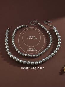 1pc Double Layer Beaded Asymmetrical Colorful Pendant Necklace, Elegant & High-End For Women