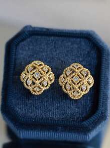 1 paire de magnifiques boucles d'oreilles à tige en zircone cubique pour femmes, idéales pour le mariage, les fiançailles, les anniversaires, les fêtes et les cadeaux de la Saint-Valentin