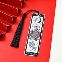 Creative Elegant And Charming Skull Reading Artistic Style Stainless Steel Bookmarks, Readers Reading Mark Bookmarks, Perfect Artistic Style Bookmarks Gifts For Reading Enthusiasts Friends And Office Workers