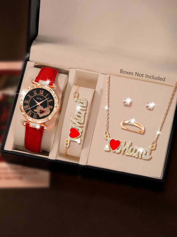 Women's Watch Set, 1 Set, Fashion Casual Quartz Watch, Comes With