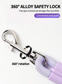 1pc Reflective Dog Leash With Comfortable Padded Handle, Braided Nylon, Shock Absorbing Outdoor Training Pet Lead For Large/Medium/Small Dogs, 360° Swivel Tangle-Free Snap Hook