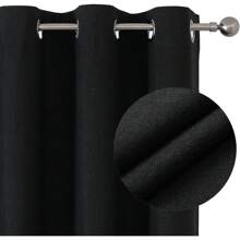 Rideau 100% caché 2 pièces, rideau en lin isolé thermiquement anti-chaleur texturé opaque rideau à œillets isolation légère anti-UV décoration chambre maison salon intérieur