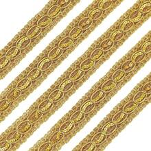 MAGICALCUTDIE 1card About 14.22 Yards(13m)/Card Metallic Yarn Ribbons Jacquard Ribbon Garment Accessories With Paillette Goldenrod 1-1/8 Inch(30mm) Sewing Storage