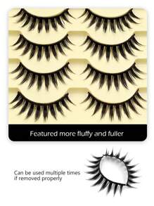 Asiteo 5 对尖刺漫画睫毛自然纤细假睫毛，动漫角色扮演完美适合日常佩戴和主题派对假睫毛，睫毛，睫毛，假睫毛 - 尖尾漫畫款 - 查看 3