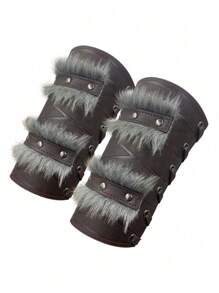 1 pieza Guardias de brazo de vikingo nórdico, guanteletes de piel artificial medieval, brazaletes de cuero sintético vintage para LARP, Halloween, disfraces de Halloween