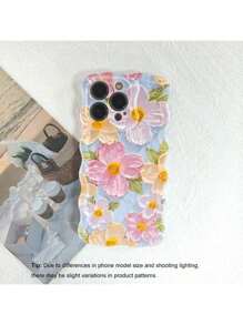 FlowerFloral Pattern Phone Case, Decorative Phone Protector Cover, Phone Accessories Compatible With IPhone 11 12 13 14 15 Pro Max - Purple - View 3