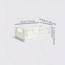 2pcs Mini Foldable Storage Basket, Collapsible PP Organizer Box For Kitchen, Bathroom, Office, Stationery, Notebook, Cosmetics Desk, Available In Multiple Colors, Desktop Organization Tool, Shelf Basket