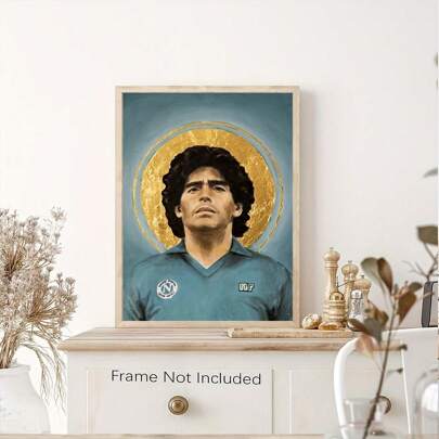 1 pezzo cartellone d''arte su tela stile speranza - Figura sportiva astratta con alone dorato, divisa blu e bianca, ideale per soggiorno, camera da letto, decorazione dell''ufficio di casa, senza cornice