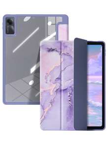 Carcasa transparente de acrílico con patrón de mármol y ranura para bolígrafo, compatible con Redmi Se 11, Redmi 10.61 y 6/6Pro. Placa plana que protege contra arañazos y un protector de color.