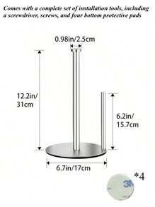 1 件/2 件优质镀金 304 不锈钢纸巾架、多功能厨房卷纸/保鲜膜分配器、浴室储物架、重型壁挂式纸巾架、装饰性桌面收纳架、带安装配件的节日礼物 - 銀色 - 查看 6