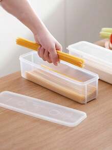 4 piezas Caja pequeña para pasta, recipiente rectangular de plástico transparente blanco para almacenamiento de fideos con tapa - Cajas de conservación de alimentos herméticas, reutilizables y apilables para espaguetis, cereales, aperitivos, refrigerador de cocina, regalo de Navidad/Halloween, material de polipropileno (PP), seguro para el contacto con alimentos