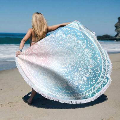 1 pezzo Telo da spiaggia rotondo, 155 cm grande, assorbente e ad asciugatura rapida, adatto come tappetino da spiaggia, coperta per meditazione, tovaglia, un regalo indispensabile per piscina, campeggio, viaggi e vacanze per uomo e donna. Essenziale per spiaggia, estate, vacanze, bagno