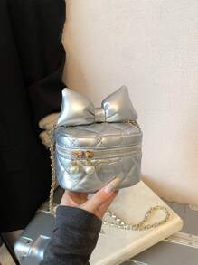 Cute Bow Embroidery Girls Shoulder Bag, Fashion Crossbody Mini Makeup Backpack - A - View 1