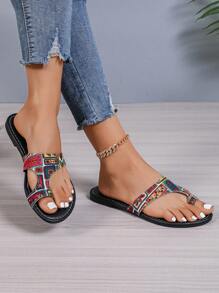 2025 Plus Size Women Summer Fashion Personalized Flip Flops Beach Toe Post Sandals - Rich Flower - View 1