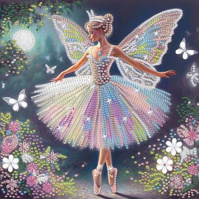Fantasy Fairy Diamond Painting Kit 30x30cm - DIY 5D Diamond Art Painting With Special-Shaped Rhinestones, Elegant Ballerina With Wings, Sparkling Butterfly And Flower Diamond Art Wall Decor, Perfect Gift For Home Decoration