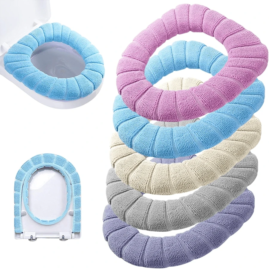 5/10Pack Soft Toilet Seat Covers – Washable & Stretchable – Full Wrap Design For Universal Fit – Cozy & Hygienic – Multi-Color Se - Five Color Set - View 1
