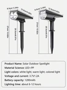 二合一太阳能 LED 聚光灯，户外超亮多色景观灯，适用于树木、庭院、花园、别墅装饰、道路照明