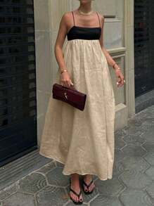 Vestido casual de mujer con bloques de color, elegante y apropiado para el verano