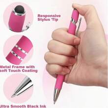 10pcs/Set 2-In-1 Retractable Ballpoint Pen And Stylus Pen Combo - Touch Screen Metal Stylus Pen With 1.0mm Black Ink (Mixed Colors)