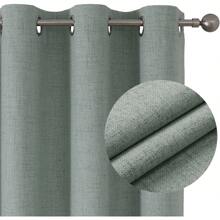 Rideau 100% caché 2 pièces, rideau en lin isolé thermiquement anti-chaleur texturé opaque rideau à œillets isolation légère anti-UV décoration chambre maison salon intérieur