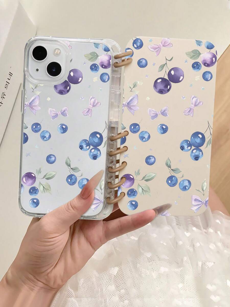 Cherry1pc Blueberry 丝带翻盖屏幕保护膜，可用作手机支架，兼容 Apple iPhone 11/11 Pro Max/12 Pro/12 Pro Max/13/14 Pro/14 Pro Max/15/15 Pro Max/16/16 Pro Max - 無色 - 查看 1