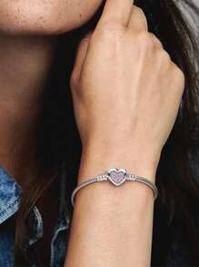 1 pièce Bracelet à la mode en forme de cœur pour femme en argent sterling 925, fabrication de bijoux fins pour cadeau