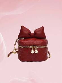 1pc Niche Design High-Grade Diamond Bucket Bag Girl'S Western-Style Chain Bag Ins Style New Fashion Small Fragrance Style Mini Pearl Love Children'S Lipstick Crossbody Accessories Cosmetic Bag Small Bag For Girls Sweet And Cute Bow On The Run Princess Western-Style Chain Bucket Bag Shoulder Crossbody Bag - Bow Bucket Bag - View 10